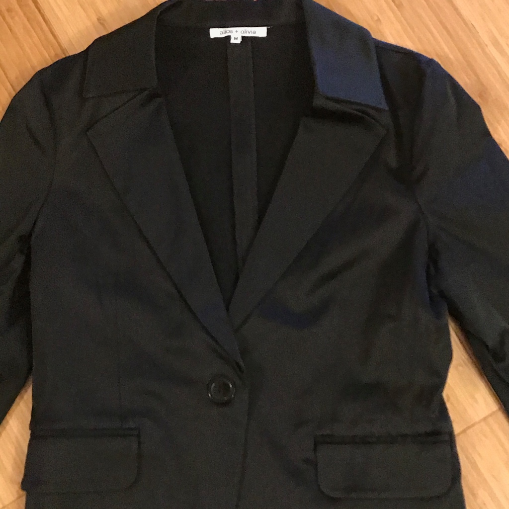 Lbn Alice And Olivia Black Satin Blazer